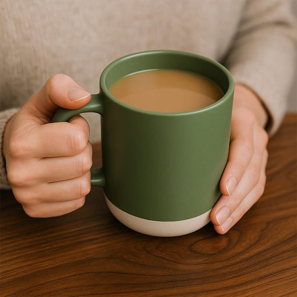 A high-quality porcelain mug with an elegant and modern design.