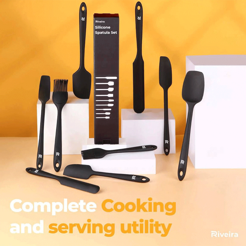Premium 9-Piece Non-Stick Black Cooking Utensils Set.