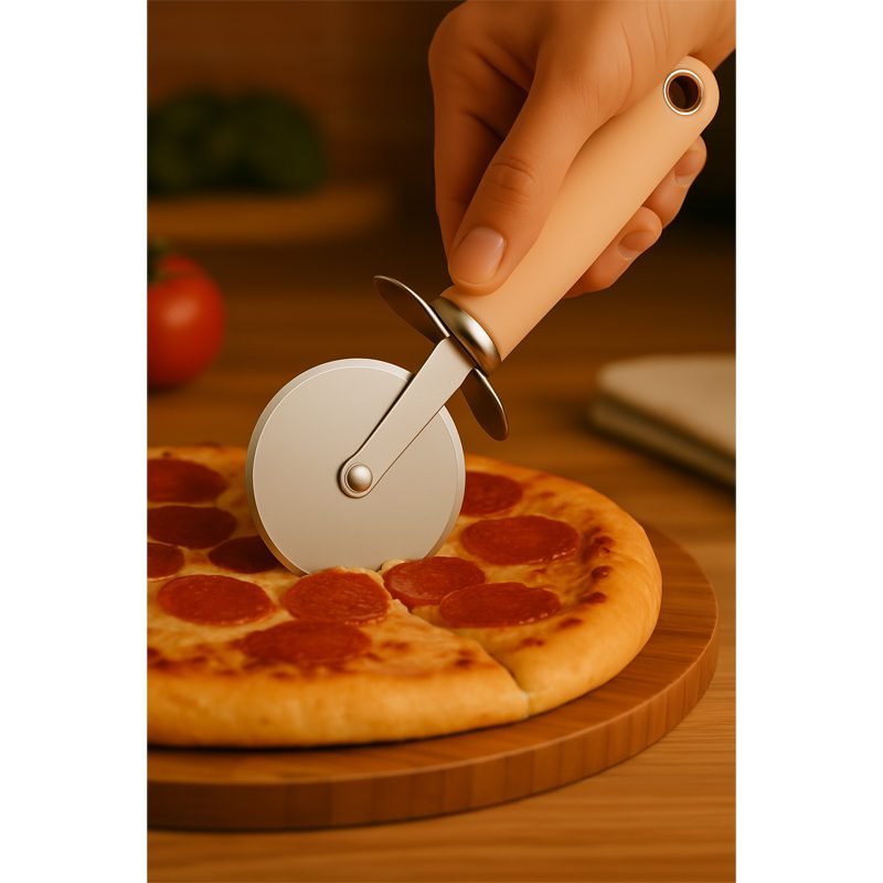 Stainless Steel Pizza Cutter Wheel with Non-Slip Handle.