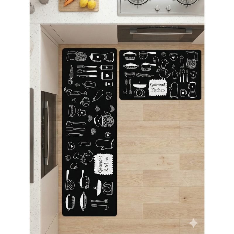 Non-Slip Kitchen PVC 2 Pcs set ( 150*50 - 80*50 cm).