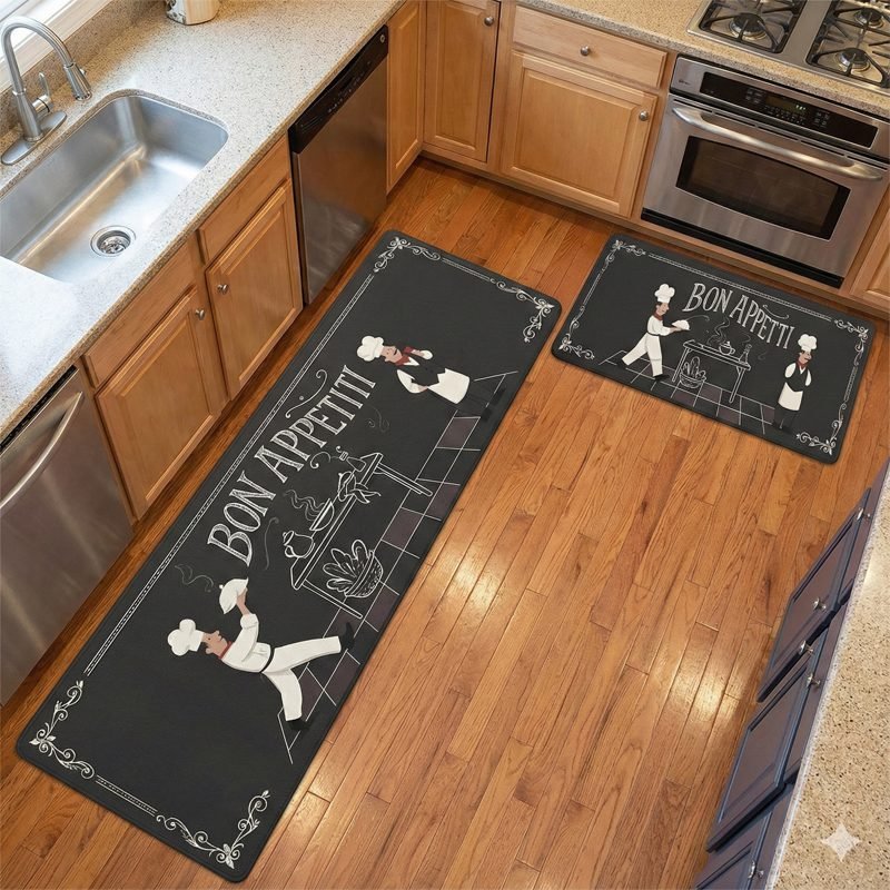 Non-Slip Kitchen PVC 2 Pcs set ( 150*50 - 80*50 cm).