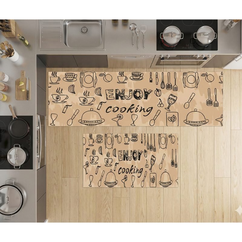 Non-Slip Kitchen PVC 2 Pcs set ( 150*50 - 80*50 cm).