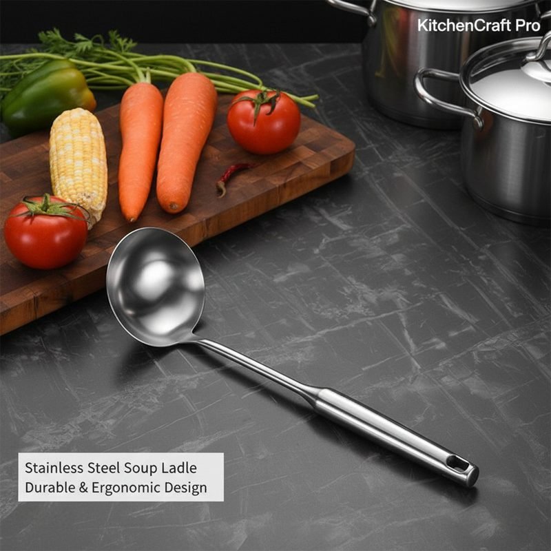 Elegant Stainless Steel Cooking Soup Spoon.