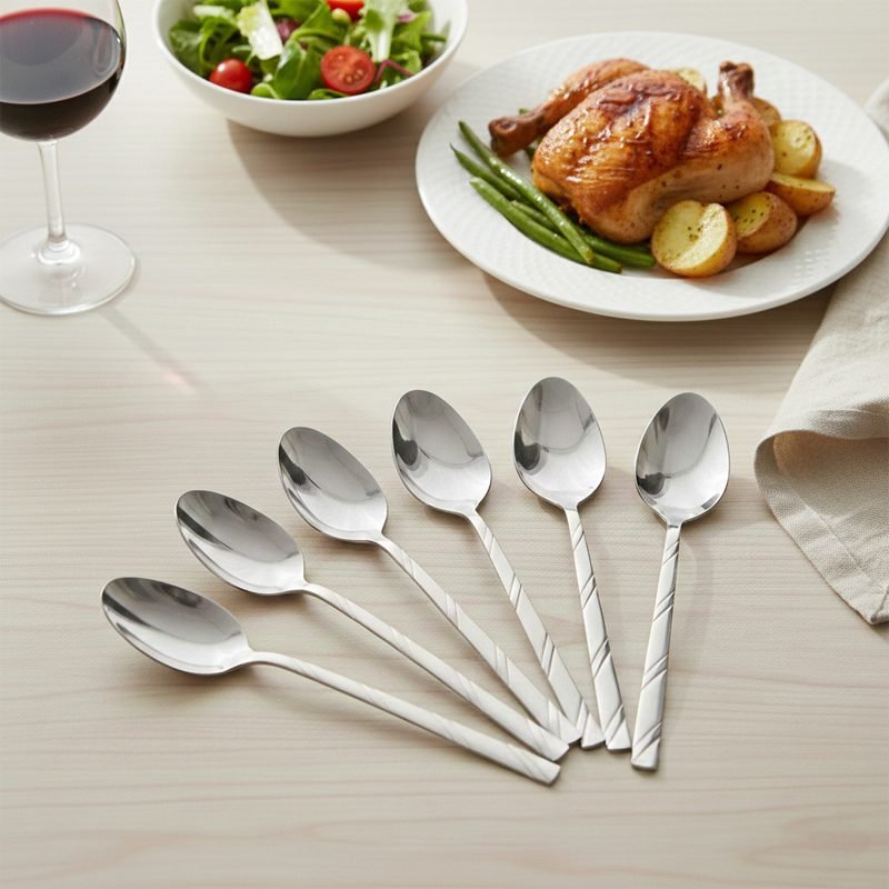 Elegant Stainless Steel 6 Pcs Spoon Pucket.