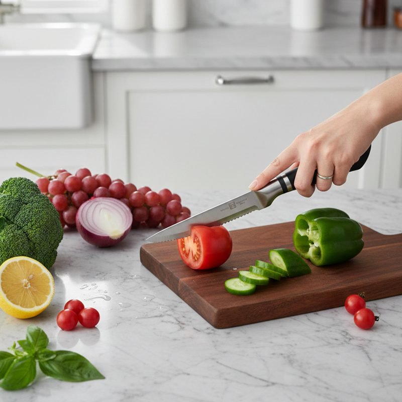 Professional Kitchen Knife – Exceptional Sharpness with a Full Metal Design (4.5" Plain / 5" Serrated)