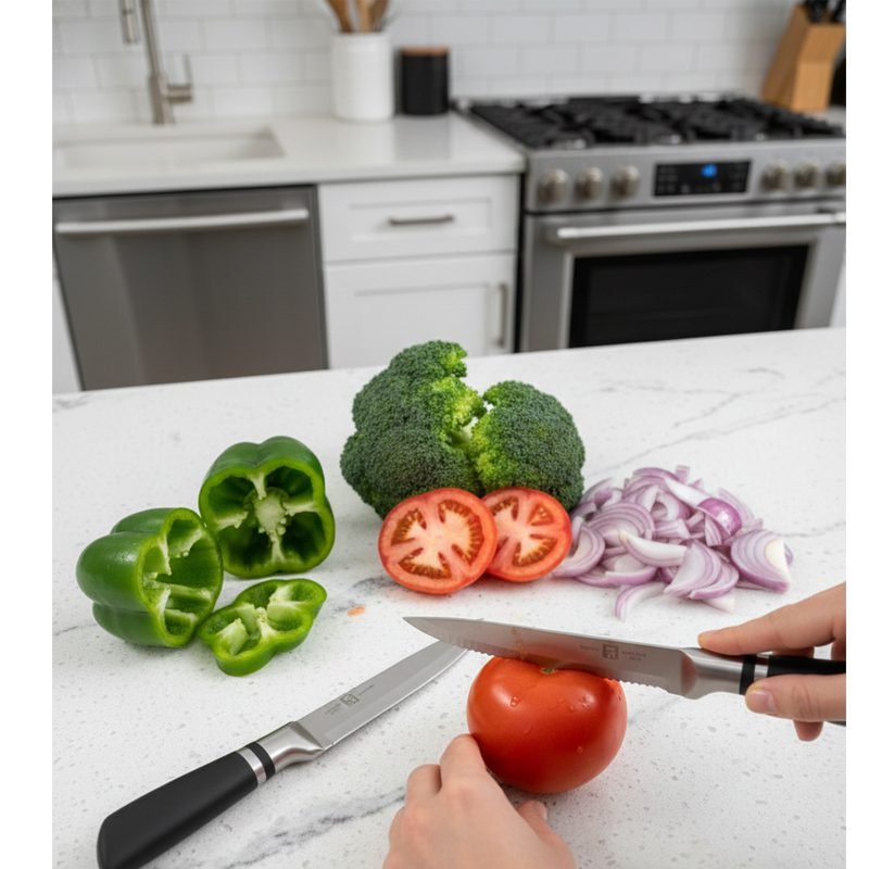 Professional Kitchen Knife – Exceptional Sharpness with a Full Metal Design (4.5" Plain / 5" Serrated)