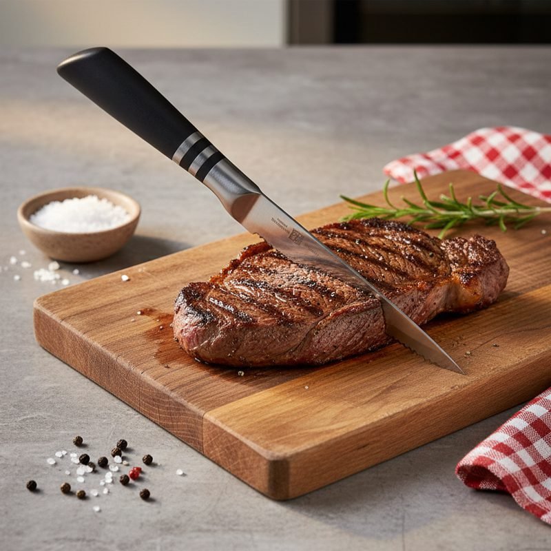 Professional Kitchen Knife – Exceptional Sharpness with a Full Metal Design (4.5" Plain / 5" Serrated)