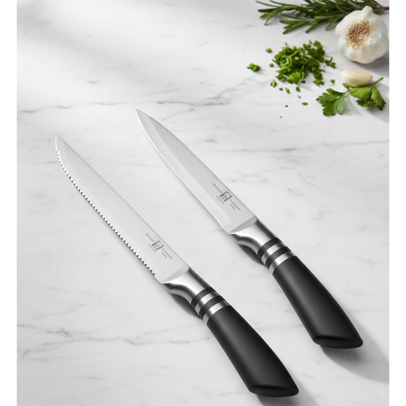Professional Kitchen Knife – Exceptional Sharpness with a Full Metal Design (4.5" Plain / 5" Serrated)