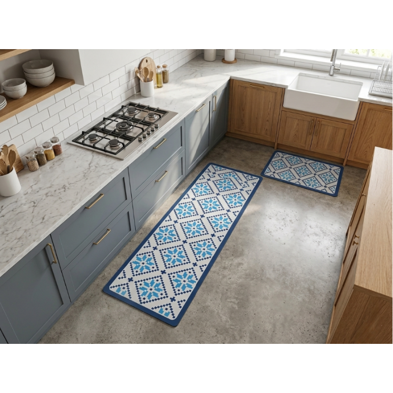 Non-Slip Kitchen Rubber Mat 2-piece Set (45*75 - 45*150)