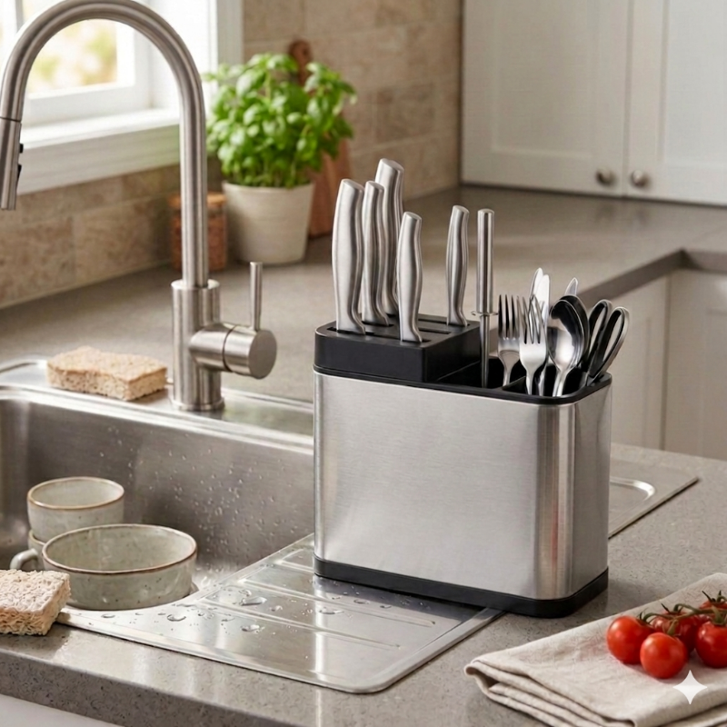 Smart 3-in-1 Stainless Steel Knife and Cutlery Holder
