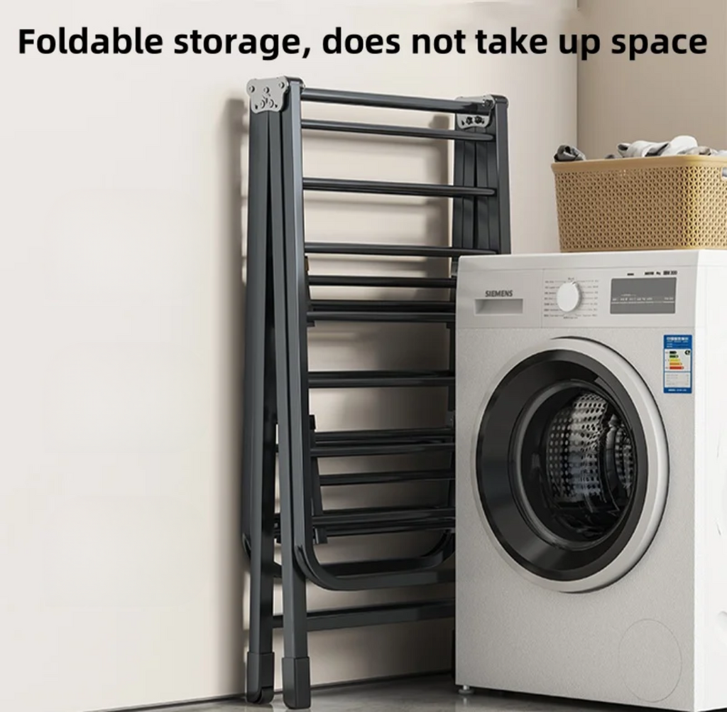 Advanced Metal Clothes Drying Rack (3 Tiers) - Foldable and Heavy-Duty.