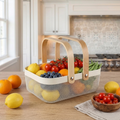 Modern Metal Storage Basket with White Frame and Wooden Handles – Perfectly Designed with Practical Dimensions (32 x 24 x 11 cm)
