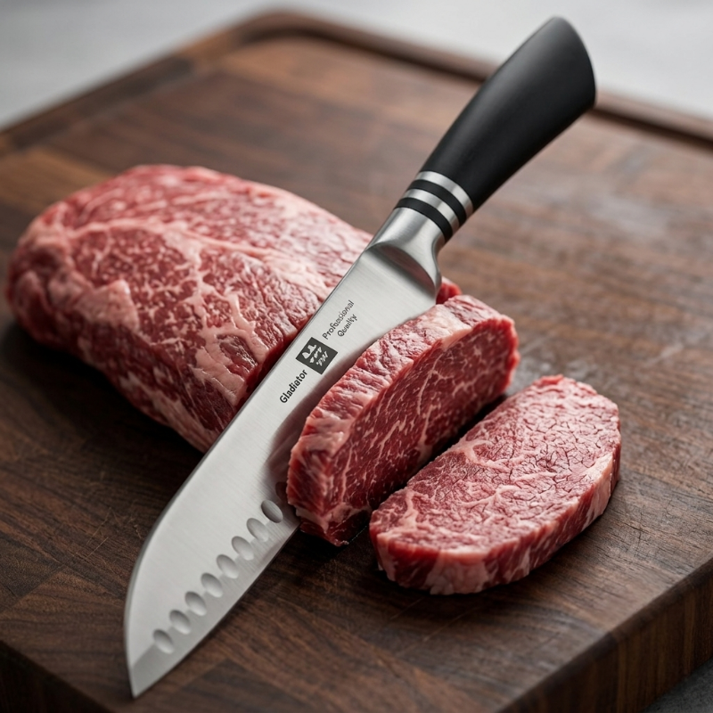 8-inch chef knife with black metal handle