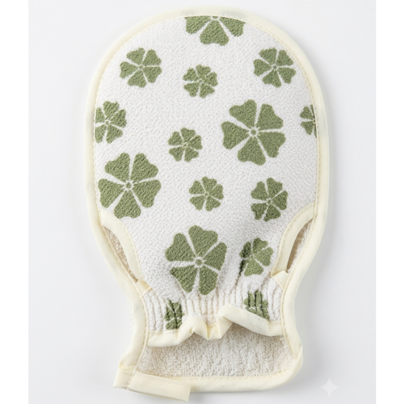 Floral Patterned Exfoliating Bath Mitt