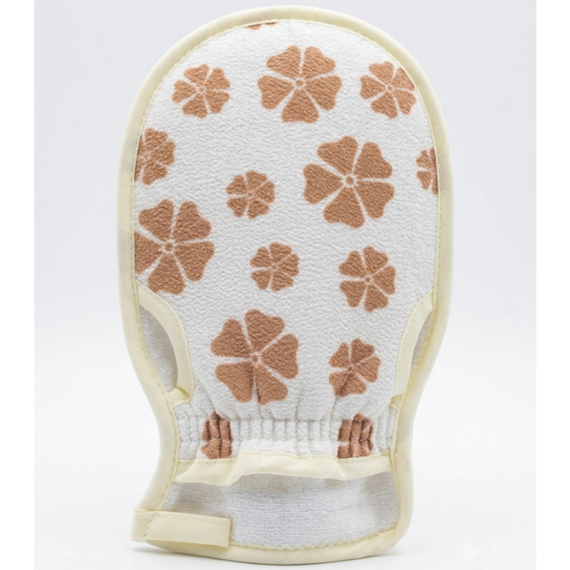 Floral Patterned Exfoliating Bath Mitt