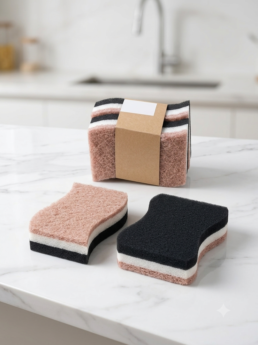 2-Piece Multi-Layer Ergonomic Sponge Scouring Pad Set.