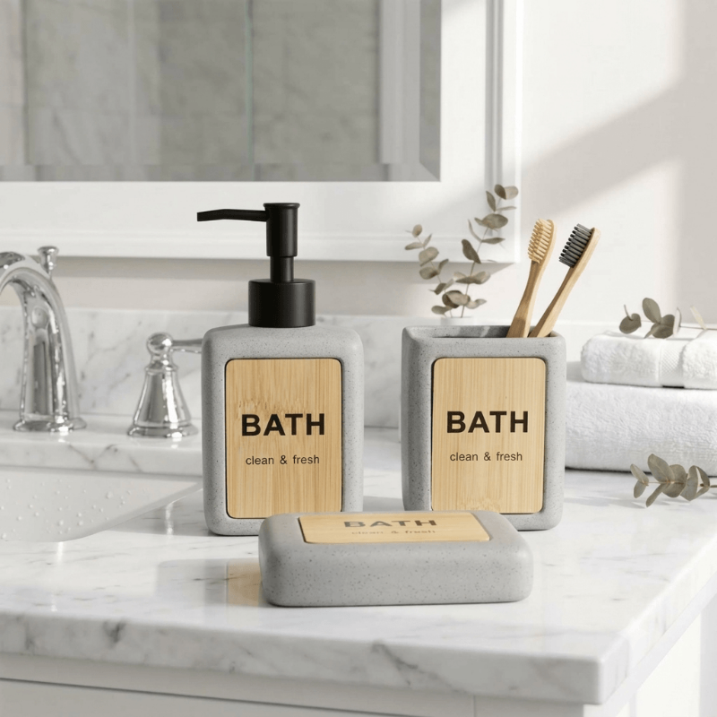 Modern Porcelain Bathroom Sink Accessory Set (3 Pieces)