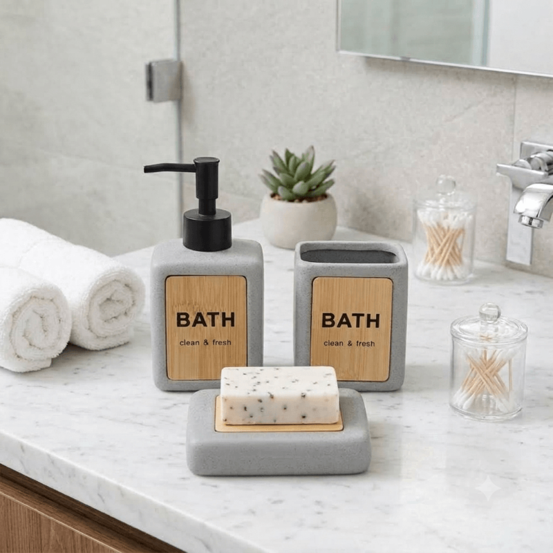 Modern Porcelain Bathroom Sink Accessory Set (3 Pieces)