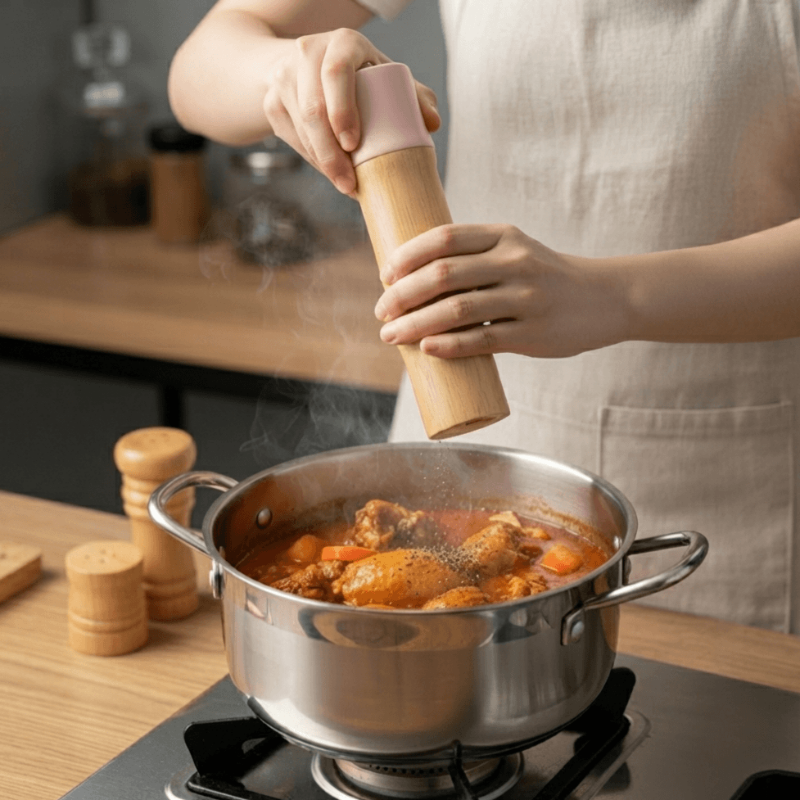 طاحونة توابل بامبو طبيعية - 20 سم