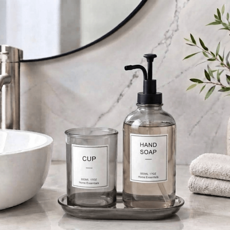 Modern Glass Bathroom Accessory Set (3 Pieces)