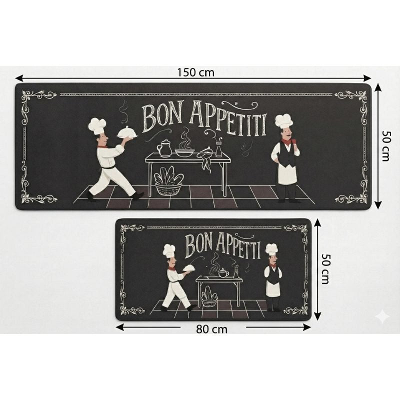 Non-Slip Kitchen PVC 2 Pcs set ( 150*50 - 80*50 cm).