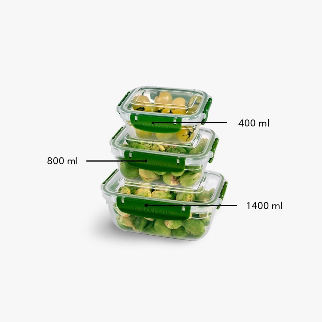 Rectangular 3-Piece Plastic Containers