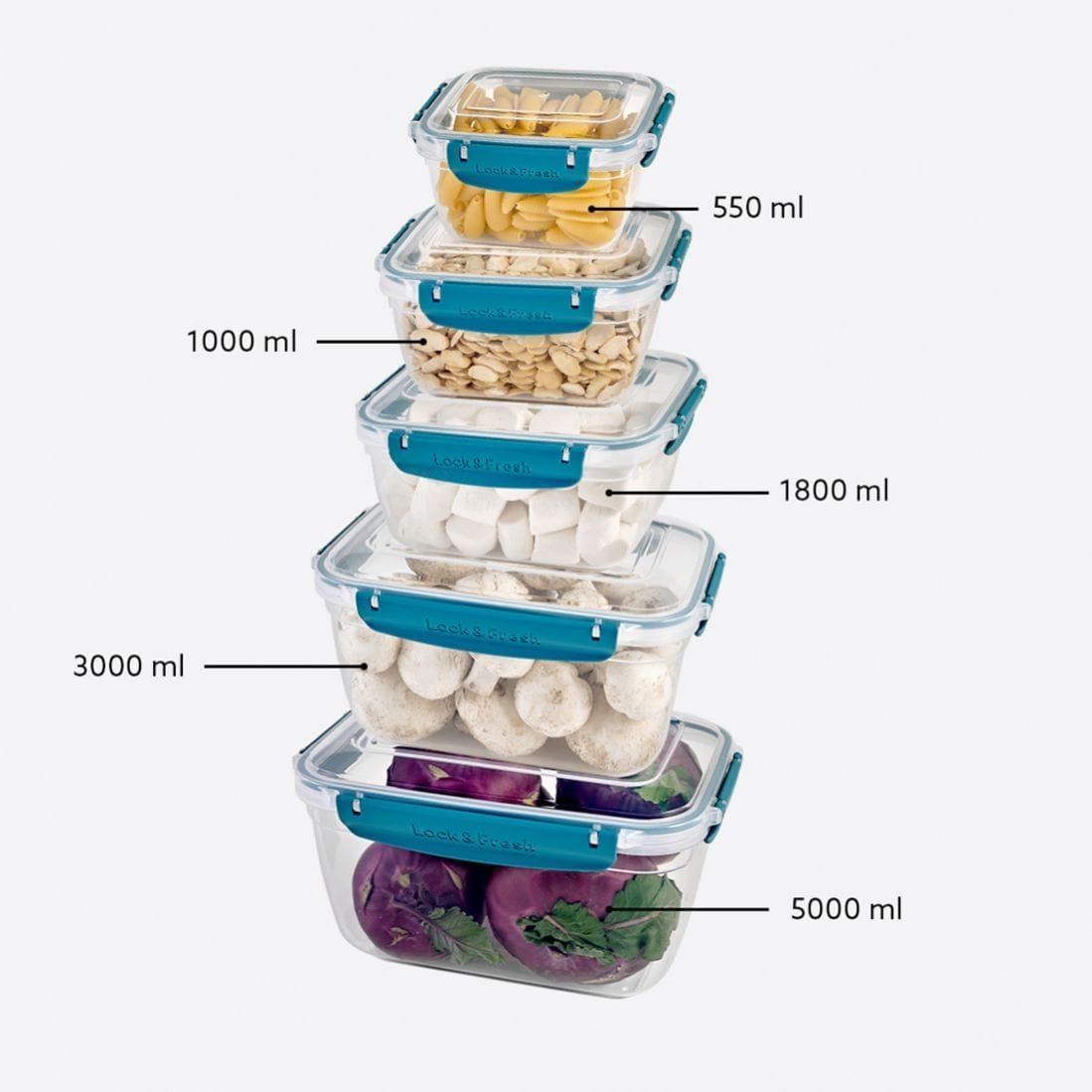 Rectangular 5-Piece Plastic Cans set
