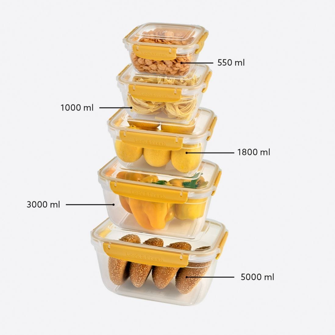 Rectangular 5-Piece Plastic Cans set