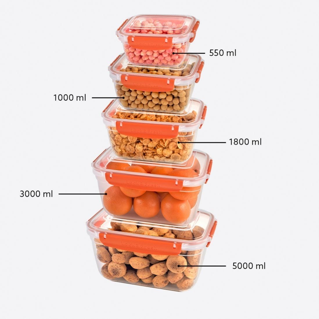 Rectangular 5-Piece Plastic Cans set