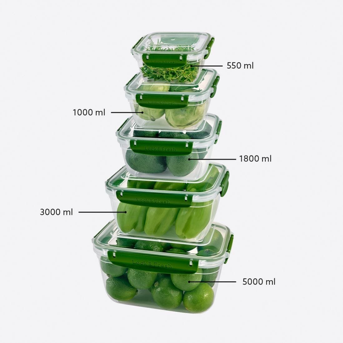 Rectangular 5-Piece Plastic Cans set