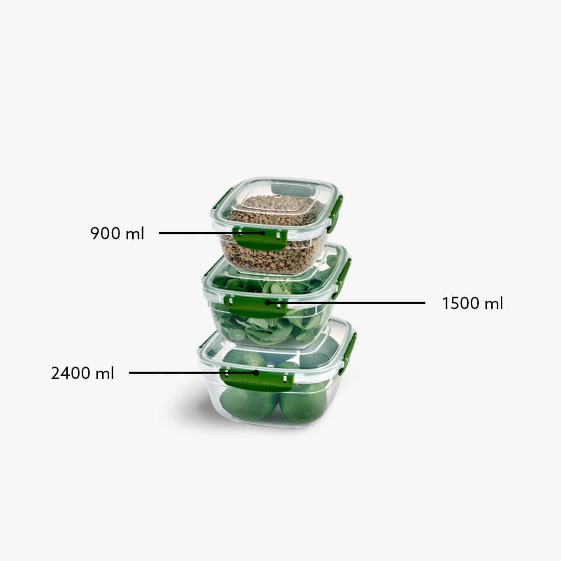 Three-piece BPA-free food storage container set