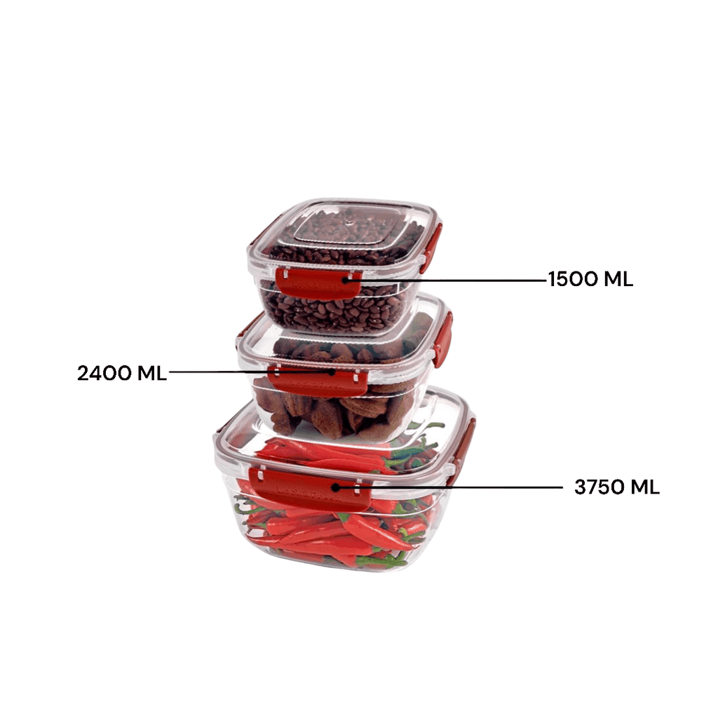 Squared 3-Piece Plastic Cans Set