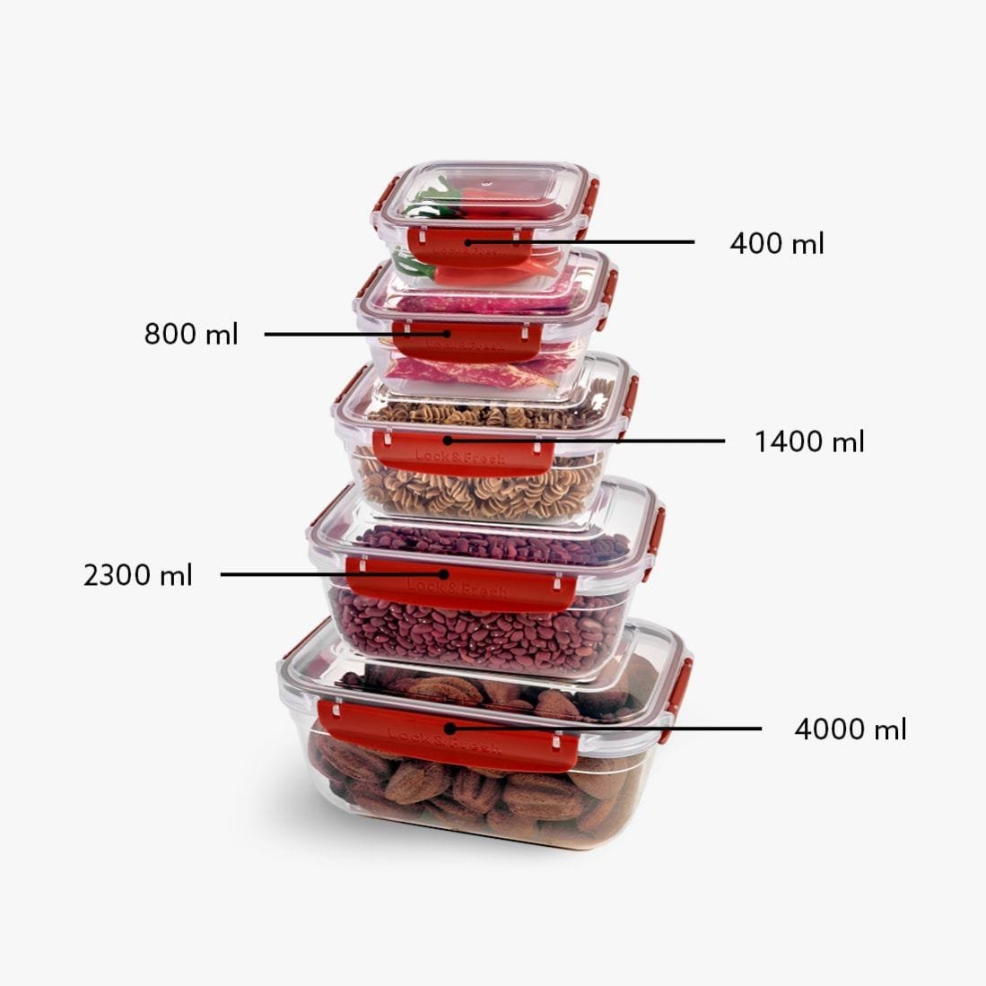 Rectangular 5-Piece Plastic Cans Set