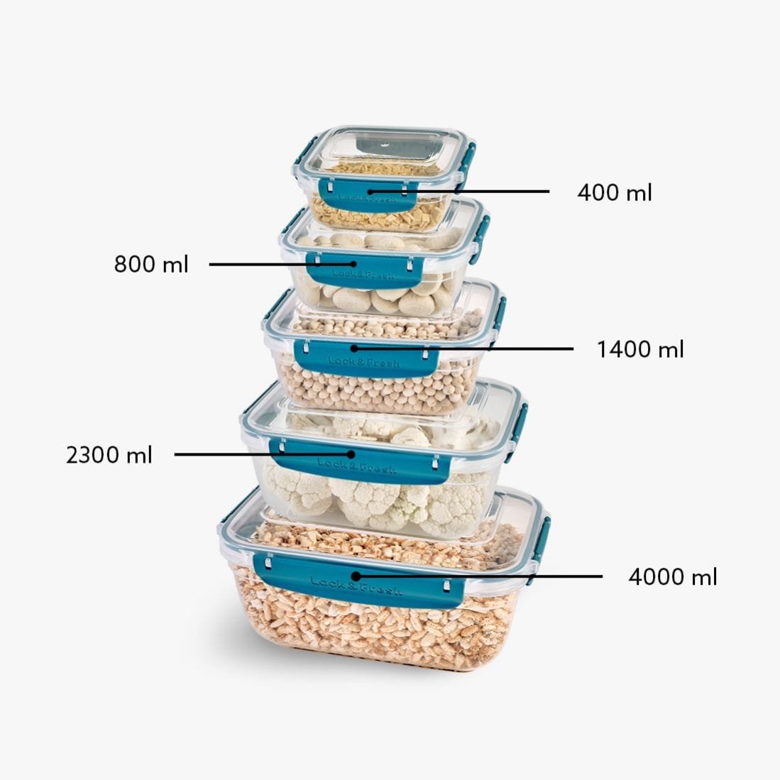 Rectangular 5-Piece Plastic Cans Set