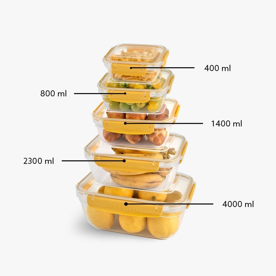 Rectangular 5-Piece Plastic Cans Set