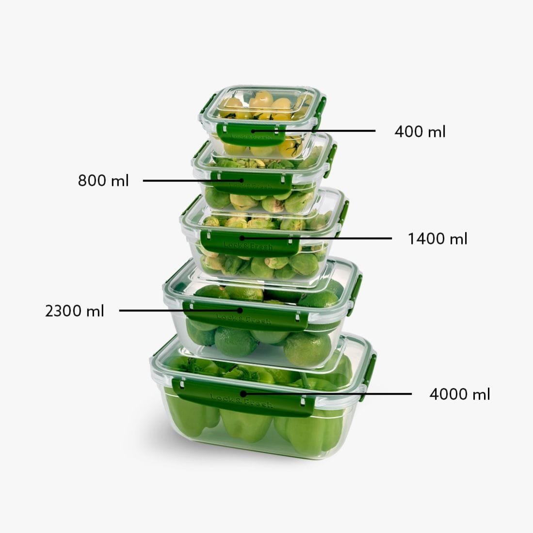 Rectangular 5-Piece Plastic Container Set
