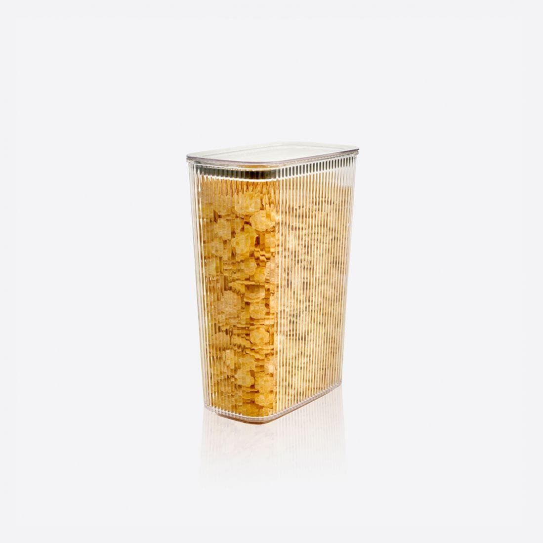 Clear Ribbed Rectangular Plastic Container with Lid.