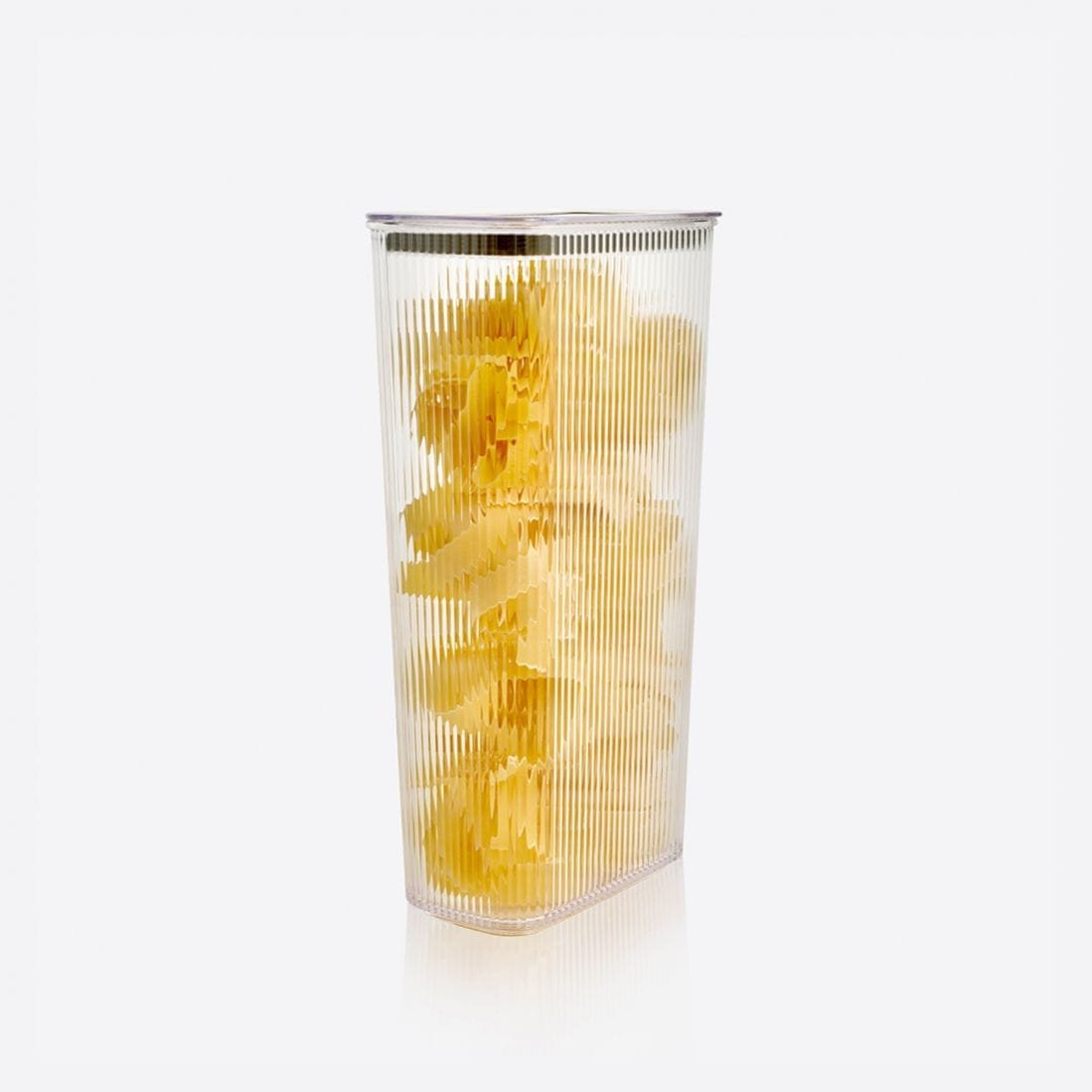 Clear Ribbed Rectangular Plastic Container with Lid.