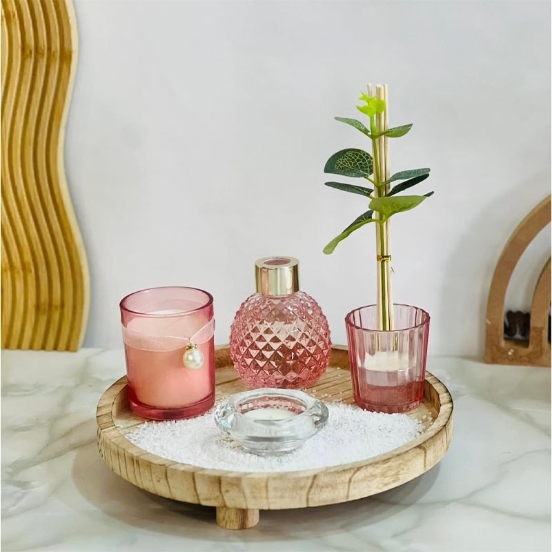 Diffuser and Candle Set on a Decorated Tray