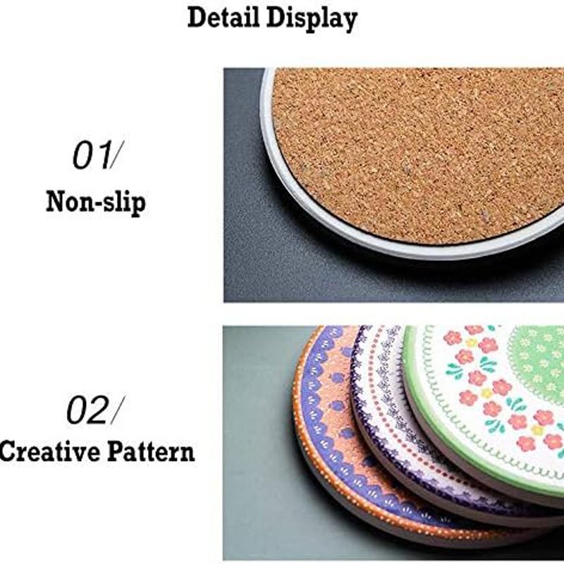 A porcelain coaster 4 pcs set with a plastic holder.