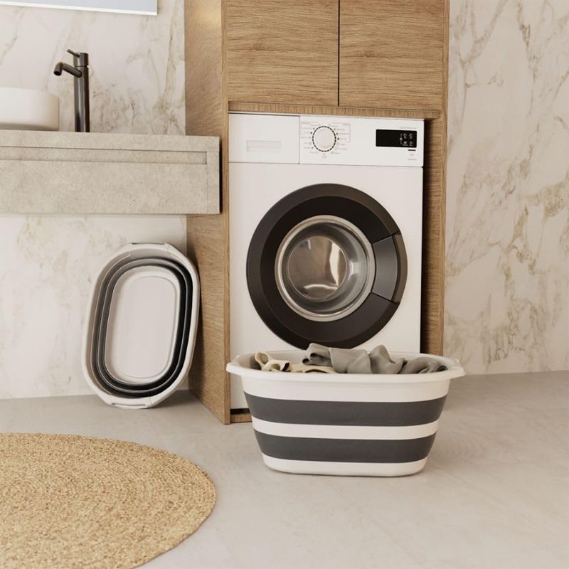 Foldable Laundry Basket, Collapsible laundry basket Plastic and Silicone.