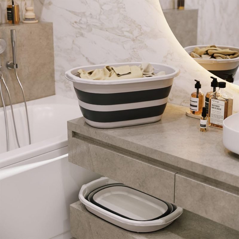 Foldable Laundry Basket, Collapsible laundry basket Plastic and Silicone.