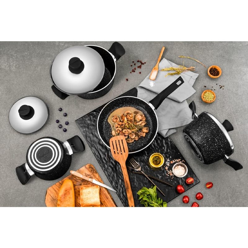7 Pieces Rounded Granite Cookware.