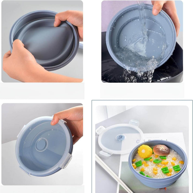 540ml Collapsible Silicone Refrigerator Container - Airtight and Microwave Safe.