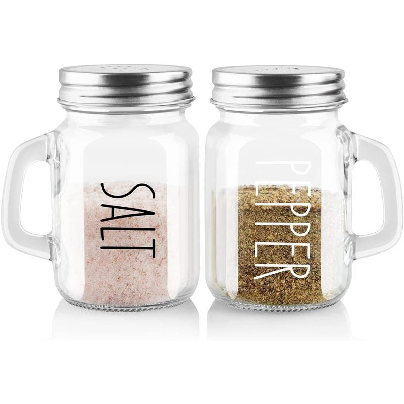 Clear Glass Salt and Pepper Shakers 2 Pcs Set.