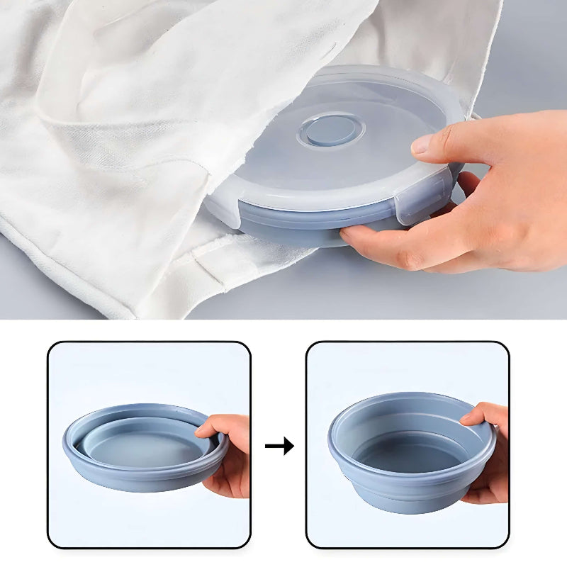 540ml Collapsible Silicone Refrigerator Container - Airtight and Microwave Safe.