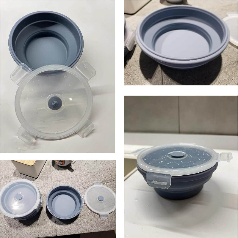540ml Collapsible Silicone Refrigerator Container - Airtight and Microwave Safe.