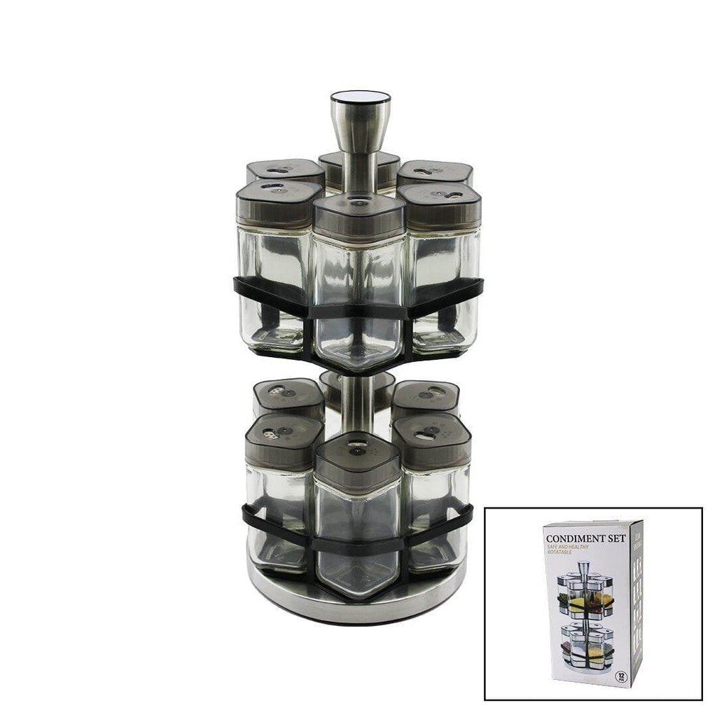 12-Piece 360° Rotating Spice Storage Rack Set.