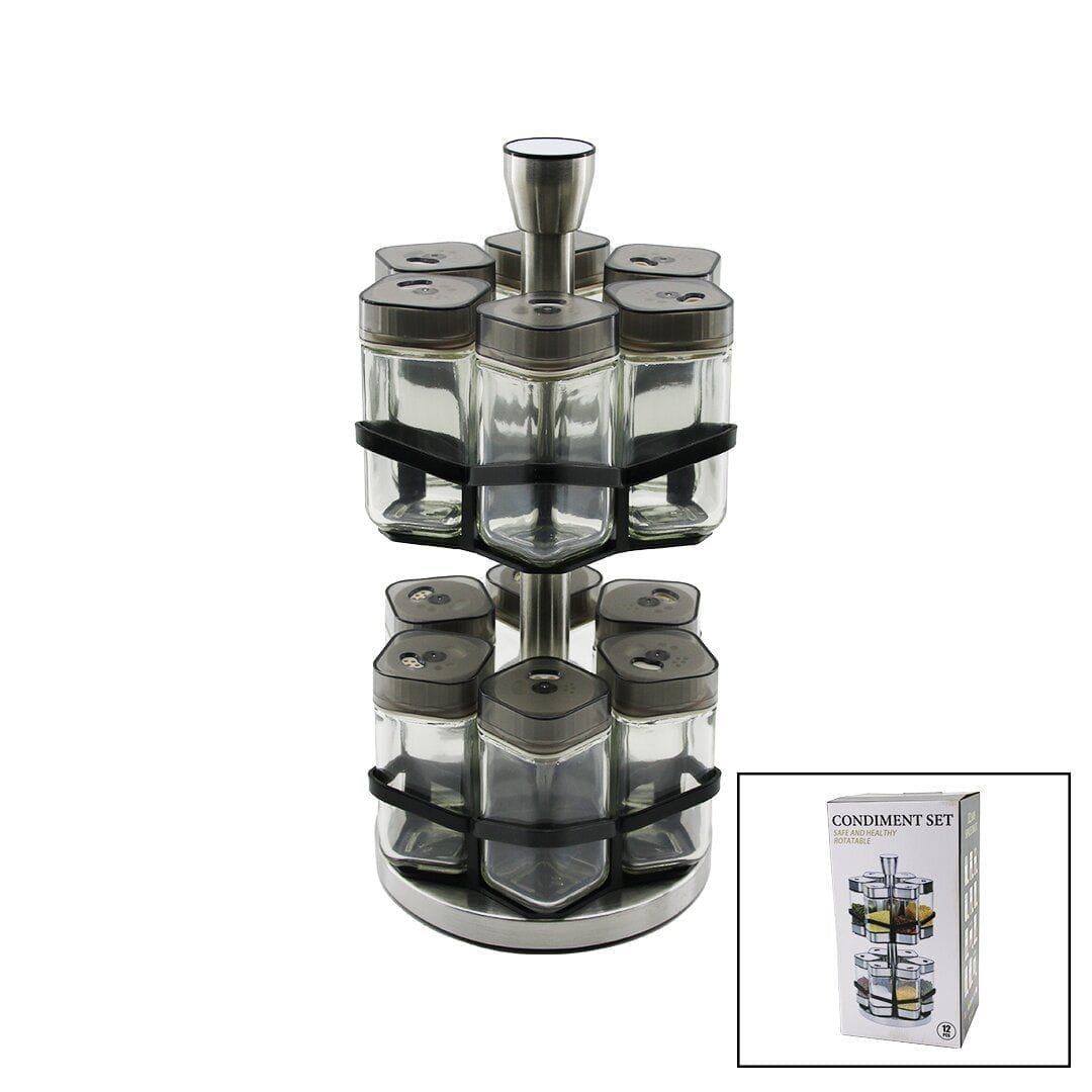 12-Piece 360° Rotating Spice Storage Rack Set.