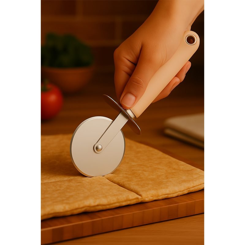 Stainless Steel Pizza Cutter Wheel with Non-Slip Handle.
